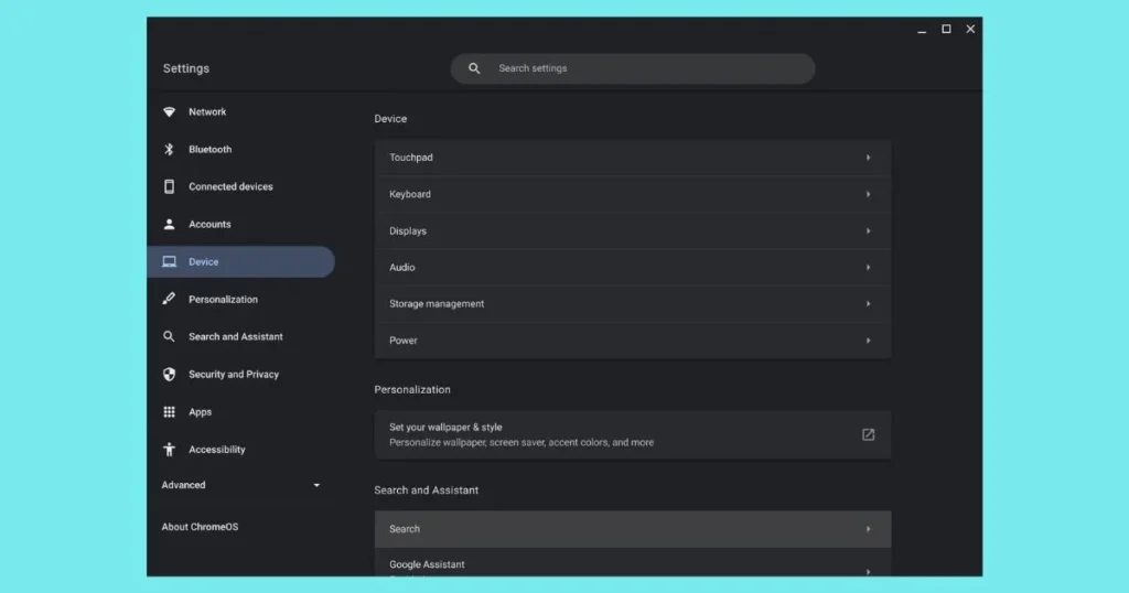Method 2: Enabling touch screen using settings menu - Step 2 screenshot